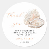 Minimalist Pearl Baby shower Dank u Sticker (Voorkant)