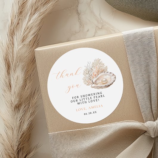Minimalist Pearl Baby shower Dank u Sticker