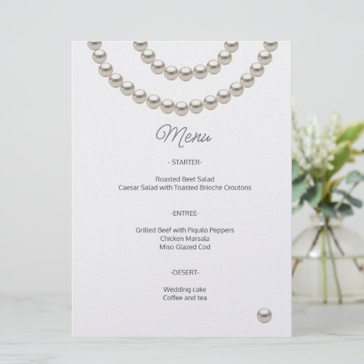 Minimalist Pearl Wedding Menu (Debout devant)
