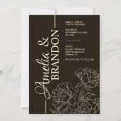 Minimalist Peony Wedding Invitation Elegant (Devant)