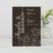 Minimalist Peony Wedding Invitation Elegant (Debout devant)
