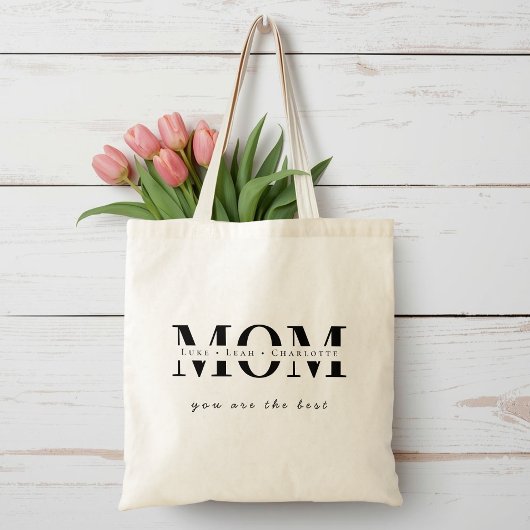 Minimalist Personalized Mom Name Tote Bag