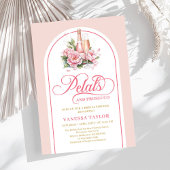 Minimalist petals and prosecco invite boho arch kaart