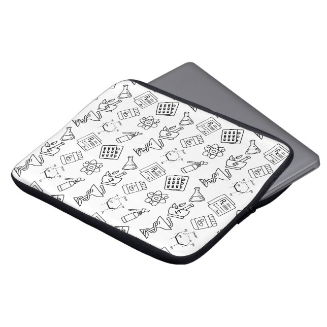 Minimalist Pharmacy Icon Pattern Laptop Sleeve (Voorkant top)