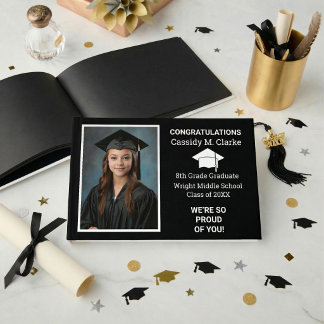Minimalist Photo 8th Grade Graduation Yard Sign Gastenboek