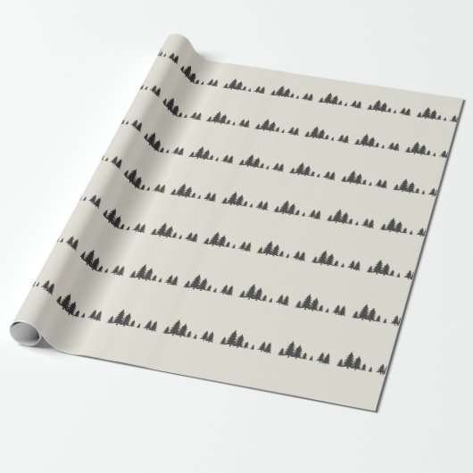 Minimalist Pine Tree Line Modern  Cadeaupapier (Uitgerold)