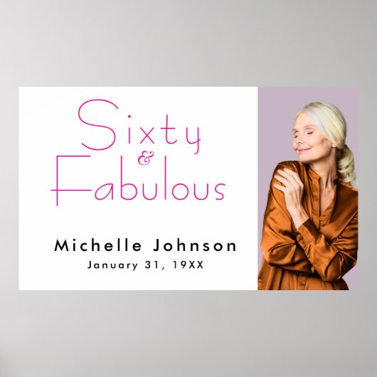 Minimalist Pink 60 & Fabulous 60th Birthday Party Poster (Voorkant)