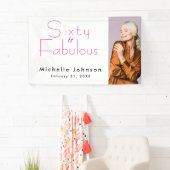 Minimalist Pink 60 & Fabulous 60th Birthday Party Spandoek (Insitu)