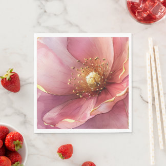 Minimalist Pink and Gold Poppy Wedding Servet