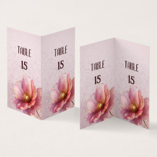 Minimalist Pink and Gold Poppy Wedding Visitekaartjes