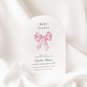 Minimalist Pink Bow Baby Shower Invitation
