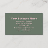 Minimalist Pink Green Aesthetic Personalized Bold Visitekaartje (Achterkant)