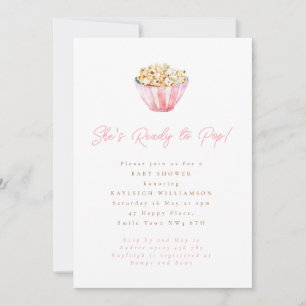 Minimalist Pink She's Ready to Pop Baby shower Kaart