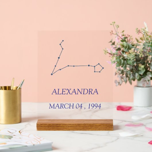 Minimalist Pisces Constellation Acrylic Sign - Per Acryl Bord (Huwelijk)