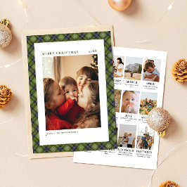 Minimalist Plaid Christmas Year Review Photo Feestdagenkaart