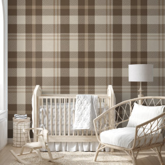 Minimalist Plaid in Cream and Taupe Behang