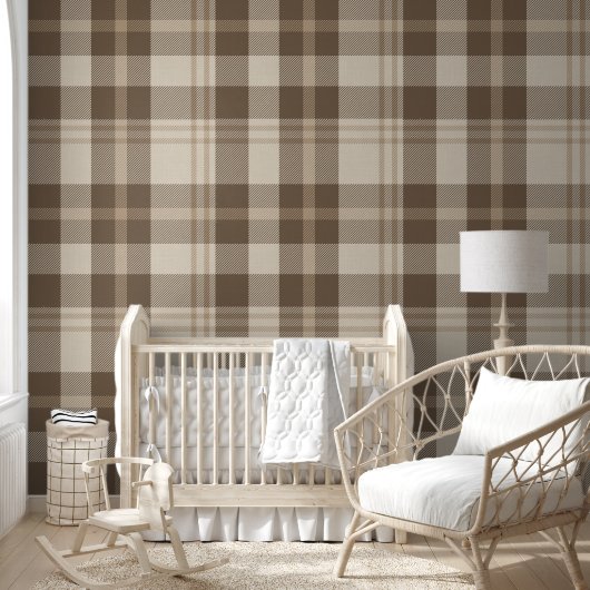 Minimalist Plaid in Cream and Taupe Behang (Kinderen)