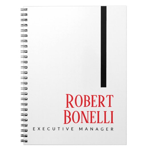 Minimalist Plain Black Red & White Modern Plain Notitieboek (Voorkant)