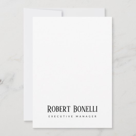 Minimalist Plain Black & White Modern Plain Card (Voorkant)