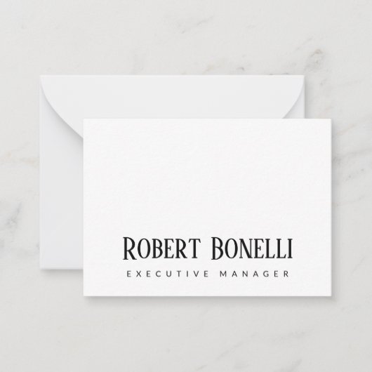 Minimalist Plain Black & White Modern Plain Notitiekaartje (Voorkant)