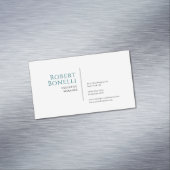 Minimalist Plain Blue & White Modern  Magnetisch Visitekaartje (Voorbeeld)