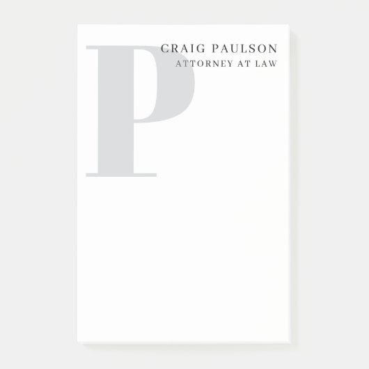 Minimalist Plain Modern Grey Monogram Name Title Post-it® Notes (Voorkant)