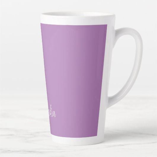 Minimalist Plain Naam toevoegen Lavendel Kalligraf Latte Mok (Rechts)