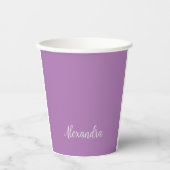 Minimalist Plain Naam toevoegen Lavendel Kalligraf Papieren Bekers (Voorkant)
