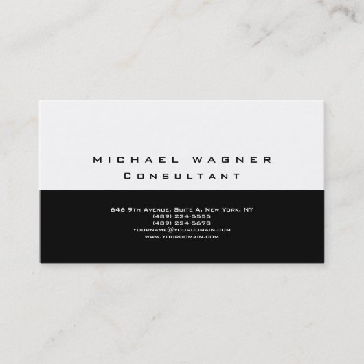 Minimalist Plain Simple Zwart Wit Trendy Modern Visitekaartje (Voorkant)