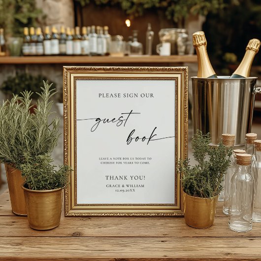 Minimalist Please Sign Our Guestbook Wedding Sign Poster