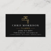 Minimalist Plumber Black Gold QR Code Visitekaartje (Voorkant)