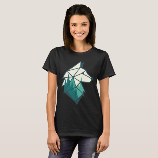 Minimalist Polygonal Wolf T-Shirt - Geometric (Voorkant volledig)