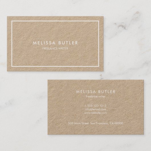 Minimalist Professional Elegant Kraft Visitekaartje (Voorkant / Achterkant)