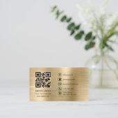 Minimalist Professional Faux Gold Logo QR Code  Visitekaartje (Staand voorkant)