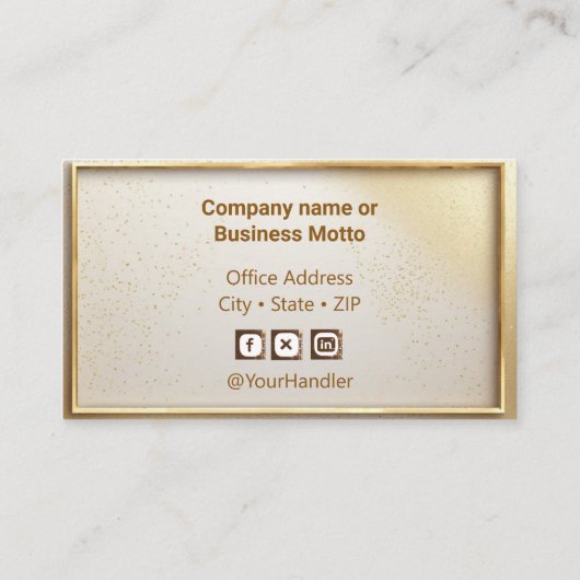 Minimalist Professional Faux Gold Metallic Glitter Visitekaartje (Achterkant)
