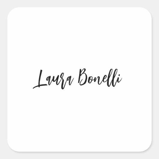 Minimalist Professional Handwrite Plain Name Title Vierkante Sticker (Voorkant)