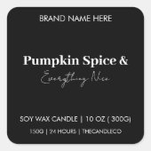 Minimalist Pumpkin Spice | Custom Black  Vierkante Sticker (Voorkant)