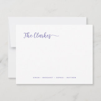 Minimalist Purple Family Stationery  Notitiekaartje