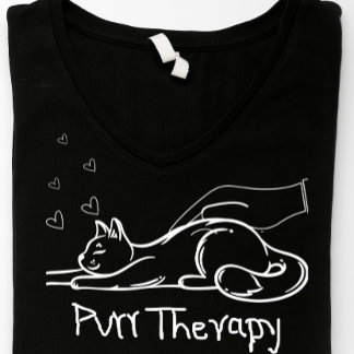 Minimalist Purr Therapy Cat Lover Doodle T-Shirt