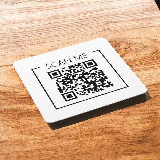 Minimalist QR Code Scan Me Business Vierkante Kartonnen Onderzetter