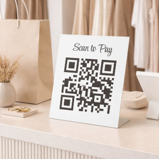 Minimalist Qr Code Scan to Pay  Reclamebord Met Voetstuk