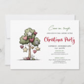 Minimalist quirky tree Christmas party invitation (Devant)