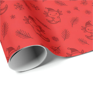 Minimalist Red Axolotl Seamless Pattern Christmas Cadeaupapier