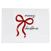 Minimalist Red Bow Merry Christmas  Groot Cadeauzakje (Achterkant)