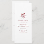 Minimalist Red Christmas Bells Winter Wedding Programma (Voorkant / Achterkant)