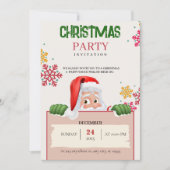 Minimalist Red & Green Christmas Party Invitation (Devant)