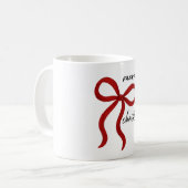 Minimalist Red Ribbon Bow Merry Christmas Koffiemok (Voorkant links)