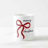 Minimalist Red Ribbon Bow Merry Christmas Koffiemok (Center)