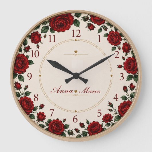 Minimalist Red Rose Elegant Floral Classic Rose Grote Klok (Voorkant)