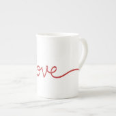 Minimalist Red Script Love Continuous Line Art Porselein Kop (Voorkant rechts)